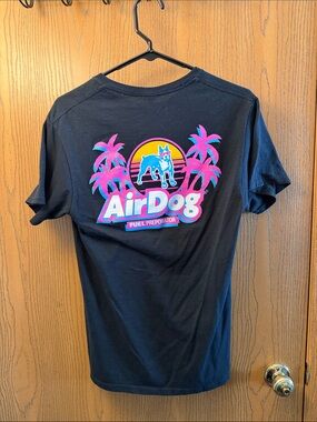AirDog Black Graphic Tee with Neon Palm Logo